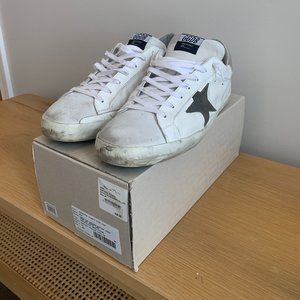 Golden Goose Superstart, White/olive green/silver, Size: 46/13